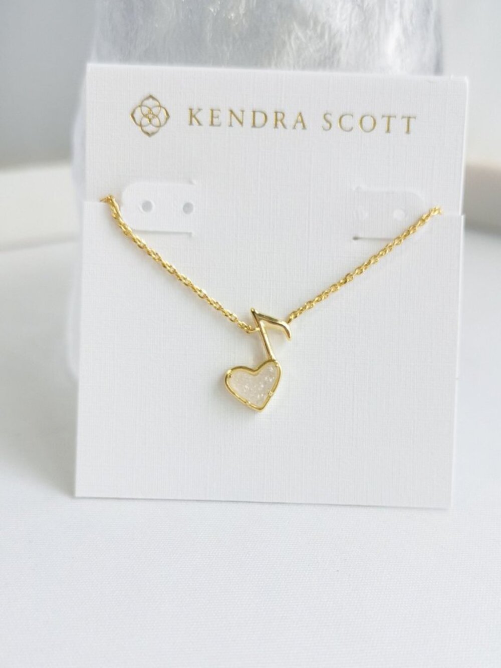Kendra Scott Dolly Parton Ari Heart Music Note Gold Drusy Necklace